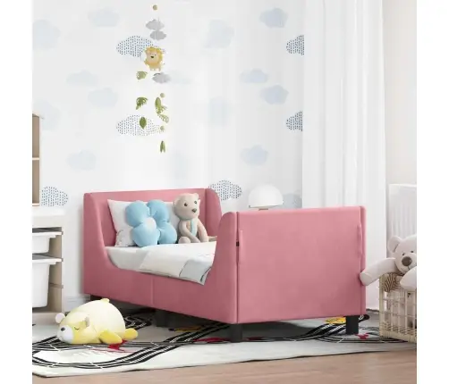 Bērnu Gultas Rāmis Ar Galvgali Rozā 70 X 140 Cm Samts Vidaxl