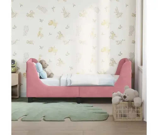 Bērnu Gultas Rāmis Ar Galvgali Rozā 70 X 140 Cm Samts Vidaxl