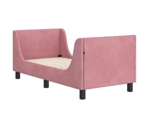 Bērnu Gultas Rāmis Ar Galvgali Rozā 70 X 140 Cm Samts Vidaxl