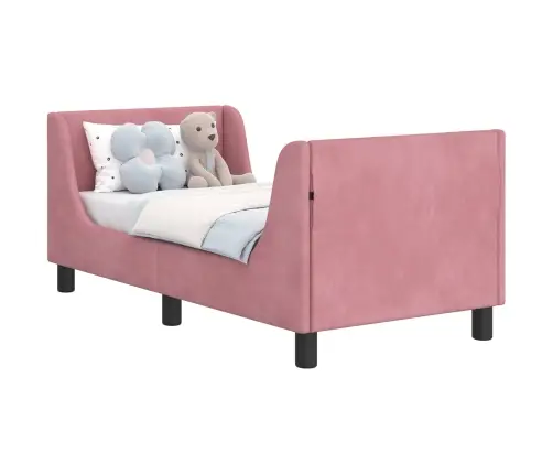 Bērnu Gultas Rāmis Ar Galvgali Rozā 70 X 140 Cm Samts Vidaxl
