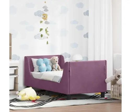 Vaikiška Lovo Rėmas Su Galvūgaliu Violetinė 70 X 140 Cm Aksomas