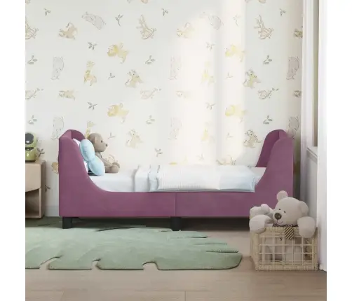 Vaikiška Lovo Rėmas Su Galvūgaliu Violetinė 70 X 140 Cm Aksomas