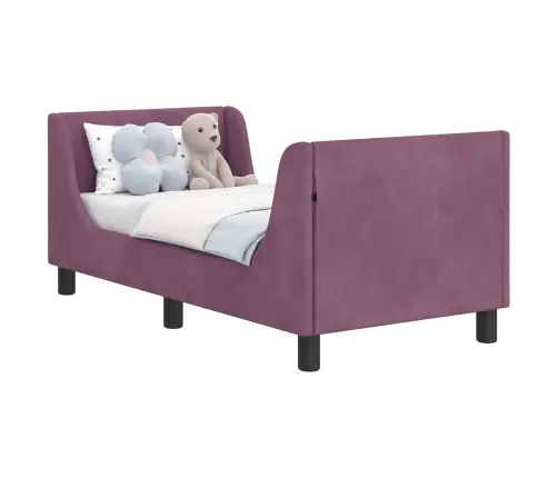 Vaikiška Lovo Rėmas Su Galvūgaliu Violetinė 70 X 140 Cm Aksomas