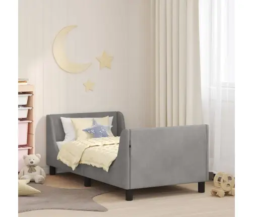 Bērnu Gultas Rāmis Ar Galvgali Gaiši Pelēks 80 X 160 Cm Samts Vidaxl