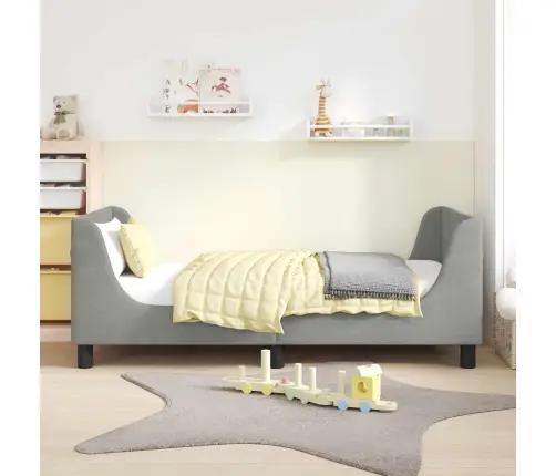 Bērnu Gultas Rāmis Ar Galvgali Gaiši Pelēks 80 X 160 Cm Samts Vidaxl