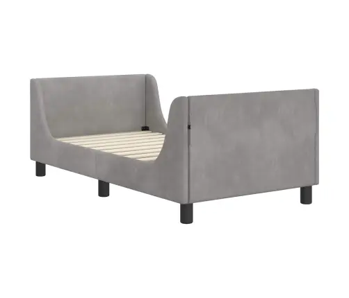 Bērnu Gultas Rāmis Ar Galvgali Gaiši Pelēks 80 X 160 Cm Samts Vidaxl