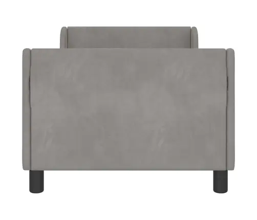 Bērnu Gultas Rāmis Ar Galvgali Gaiši Pelēks 80 X 160 Cm Samts Vidaxl