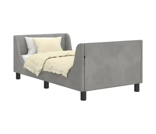 Bērnu Gultas Rāmis Ar Galvgali Gaiši Pelēks 80 X 160 Cm Samts Vidaxl