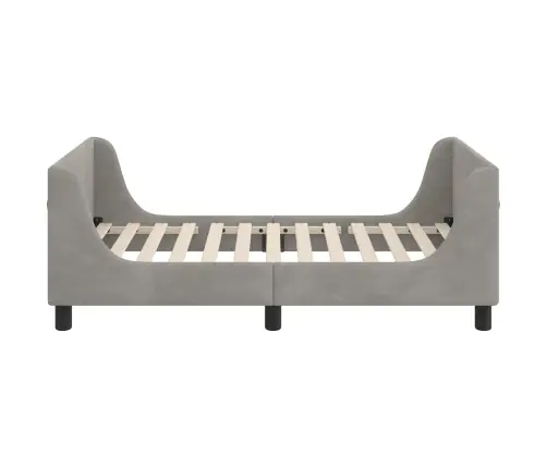 Bērnu Gultas Rāmis Ar Galvgali Gaiši Pelēks 80 X 160 Cm Samts Vidaxl