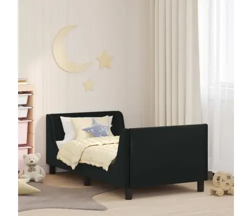 Laste Voodiraam Peatoega Peaga Must 80 X 160 Cm Samet