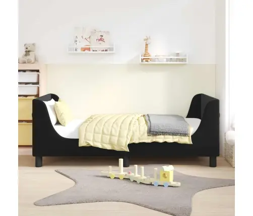 Laste Voodiraam Peatoega Peaga Must 80 X 160 Cm Samet