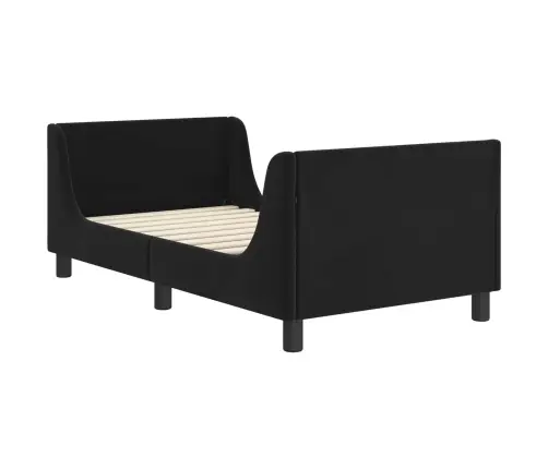 Laste Voodiraam Peatoega Peaga Must 80 X 160 Cm Samet