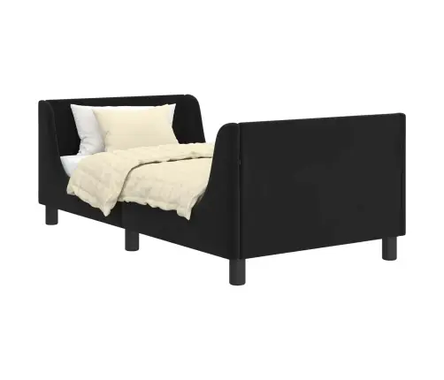 Laste Voodiraam Peatoega Peaga Must 80 X 160 Cm Samet