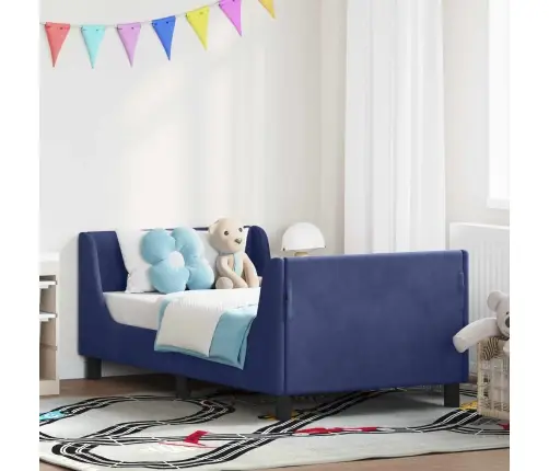 Bērnu Gultas Rāmis Ar Galvgali Policijas Zila 80 X 160 Cm Samts Vidaxl