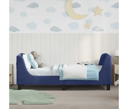 Bērnu Gultas Rāmis Ar Galvgali Policijas Zila 80 X 160 Cm Samts Vidaxl