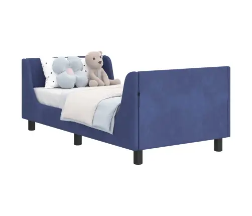 Bērnu Gultas Rāmis Ar Galvgali Policijas Zila 80 X 160 Cm Samts Vidaxl