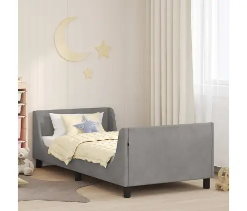 Laste Voodiraam Peatoega Peaga Helehall 80 X 200 Cm Samet