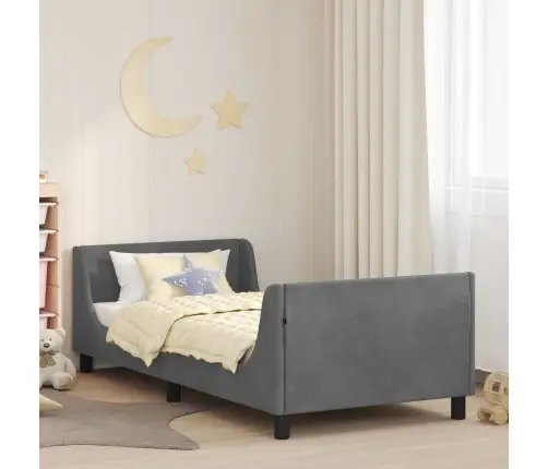 Laste Voodiraam Peatoega Peaga Tumehall 80 X 200 Cm Samet