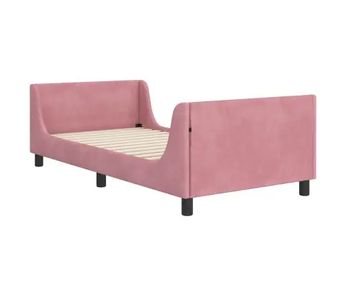 Laste Voodiraam Peatoega Peaga Roosa 80 X 200 Cm Samet