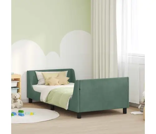 Laste Voodiraam Peatoega Peaga Mere Roheline 80 X 200 Cm Samet