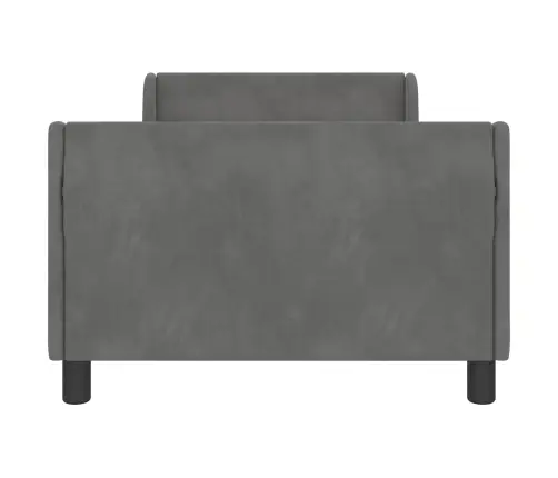 Bērnu Gultas Rāmis Ar Galvgali Tumši Pelēks 90 X 190 Cm Samts Vidaxl