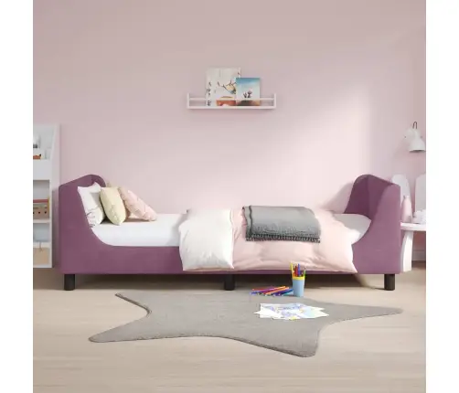 Bērnu Gultas Rāmis Ar Galvgali Violeta 90 X 190 Cm Samts Vidaxl