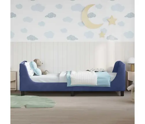 Bērnu Gultas Rāmis Ar Galvgali Policijas Zila 90 X 190 Cm Samts Vidaxl