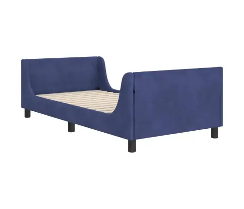 Bērnu Gultas Rāmis Ar Galvgali Policijas Zila 90 X 190 Cm Samts Vidaxl