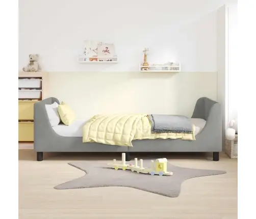 Laste Voodiraam Peatoega Peaga Helehall 90 X 200 Cm Samet