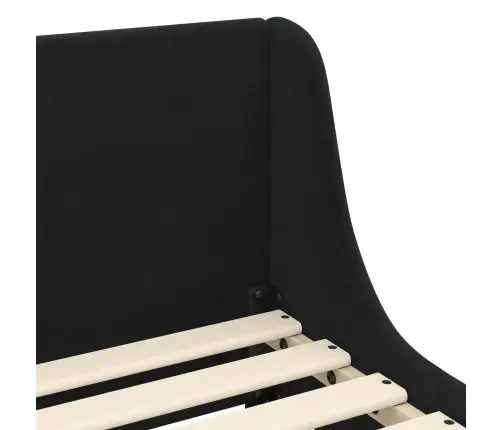 Laste Voodiraam Peatoega Peaga Must 90 X 200 Cm Samet