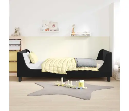 Laste Voodiraam Peatoega Peaga Must 90 X 200 Cm Samet