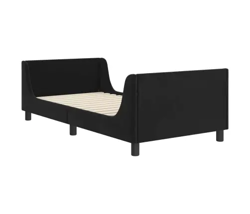 Laste Voodiraam Peatoega Peaga Must 90 X 200 Cm Samet