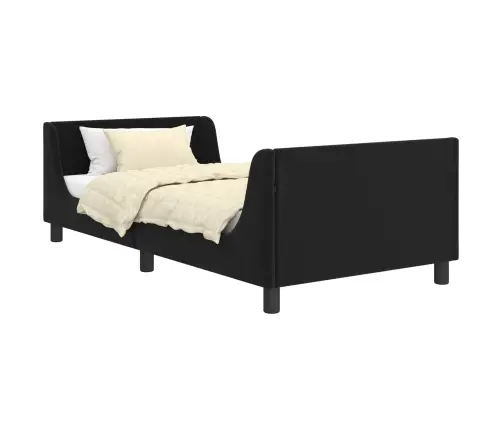 Laste Voodiraam Peatoega Peaga Must 90 X 200 Cm Samet