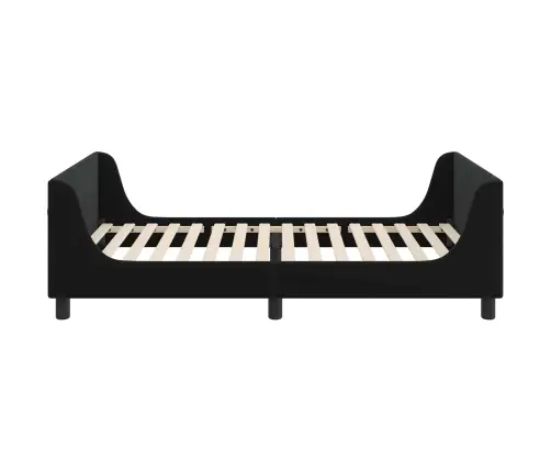 Laste Voodiraam Peatoega Peaga Must 90 X 200 Cm Samet