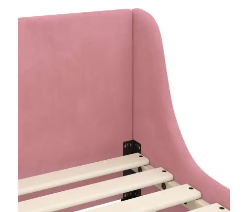 Laste Voodiraam Peatoega Peaga Roosa 90 X 200 Cm Samet