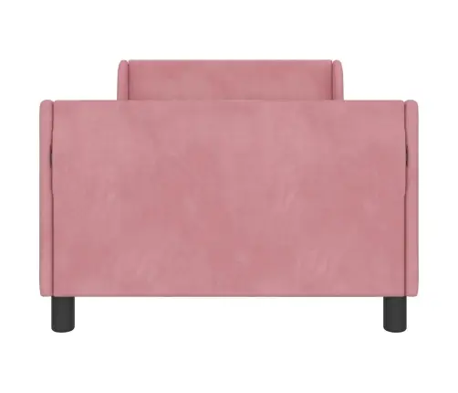 Laste Voodiraam Peatoega Peaga Roosa 90 X 200 Cm Samet