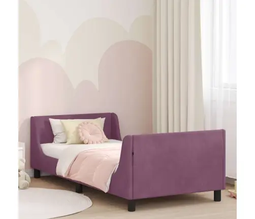 Bērnu Gultas Rāmis Ar Galvgali Violeta 90 X 200 Cm Samts Vidaxl