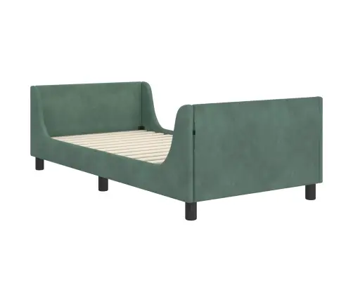 Bērnu Gultas Rāmis Ar Galvgali Jūras Zaļa 90 X 200 Cm Samts Vidaxl