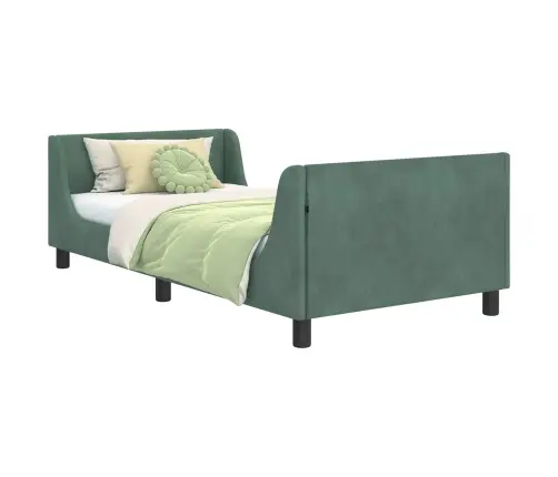 Bērnu Gultas Rāmis Ar Galvgali Jūras Zaļa 90 X 200 Cm Samts Vidaxl