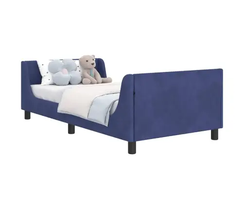 Bērnu Gultas Rāmis Ar Galvgali Policijas Zila 90 X 200 Cm Samts Vidaxl