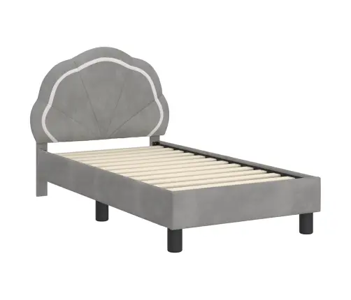 Bērnu Gultas Rāmis Ar Galvgali Gaiši Pelēks 70 X 140 Cm Samts Vidaxl