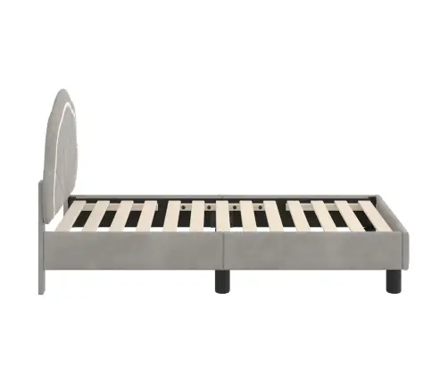 Bērnu Gultas Rāmis Ar Galvgali Gaiši Pelēks 70 X 140 Cm Samts Vidaxl