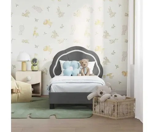 Bērnu Gultas Rāmis Ar Galvgali Tumši Pelēks 70 X 140 Cm Samts Vidaxl