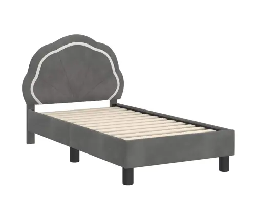 Bērnu Gultas Rāmis Ar Galvgali Tumši Pelēks 70 X 140 Cm Samts Vidaxl
