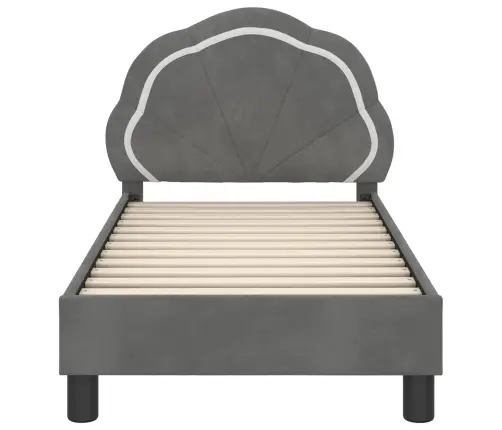 Bērnu Gultas Rāmis Ar Galvgali Tumši Pelēks 70 X 140 Cm Samts Vidaxl