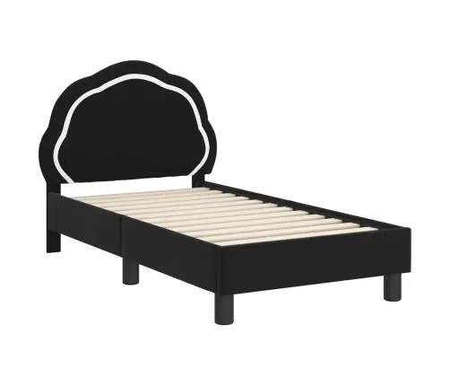 Bērnu Gultas Rāmis Ar Galvgali Melna 70 X 140 Cm Samts Vidaxl