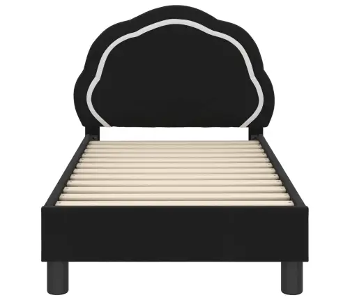 Bērnu Gultas Rāmis Ar Galvgali Melna 70 X 140 Cm Samts Vidaxl