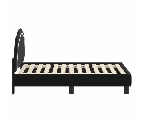 Bērnu Gultas Rāmis Ar Galvgali Melna 70 X 140 Cm Samts Vidaxl