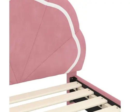 Bērnu Gultas Rāmis Ar Galvgali Rozā 70 X 140 Cm Samts Vidaxl