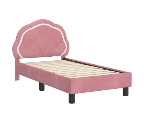 Bērnu Gultas Rāmis Ar Galvgali Rozā 70 X 140 Cm Samts Vidaxl